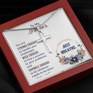 To My Mother Strong Wise Capable Cross Necklace